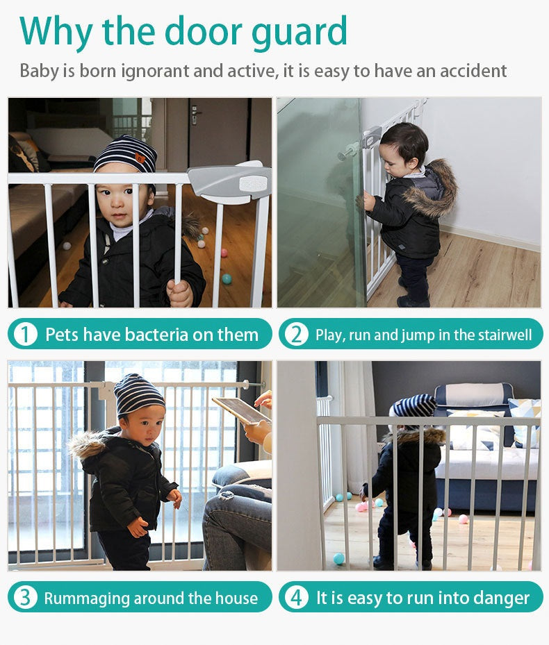 Adjustable Baby Safety Gate Auto-Close One Handed Operation Gate Rail Pagar Bayi Pets High Strength Iron Gate For Kids Infants and Toddlers