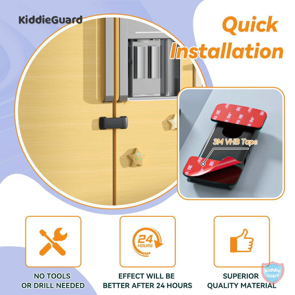 Latch Lock for Refrigerator/Freezer/Cupboards/Cabinets Lock Door - KiddieGuard C4508