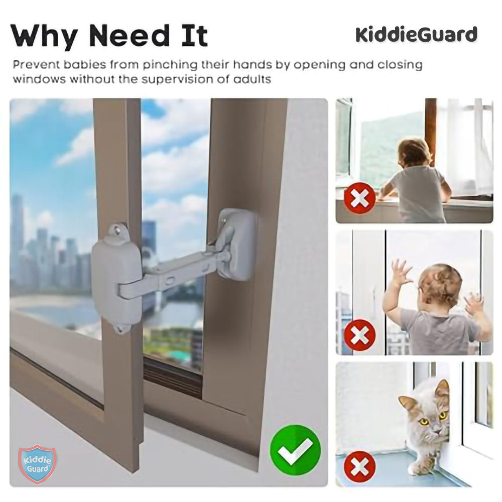 Baby Safety Adjustable Window Restrictor Lock ABS Child Protection Anti-Fall Window Lock Limiter - KiddieGuard C4402