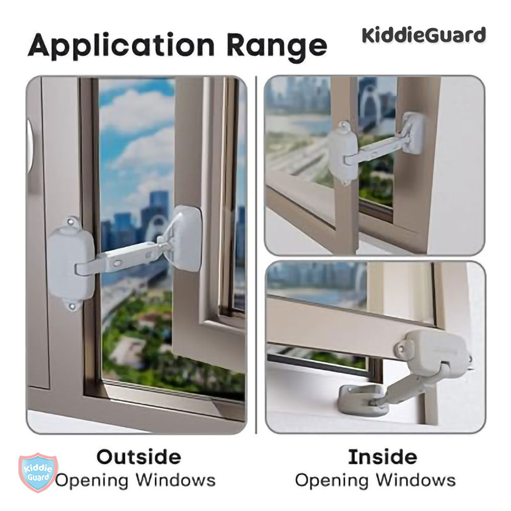 Baby Safety Adjustable Window Restrictor Lock ABS Child Protection Anti-Fall Window Lock Limiter - KiddieGuard C4402