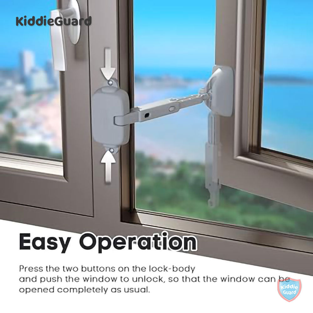 Baby Safety Adjustable Window Restrictor Lock ABS Child Protection Anti-Fall Window Lock Limiter - KiddieGuard C4402